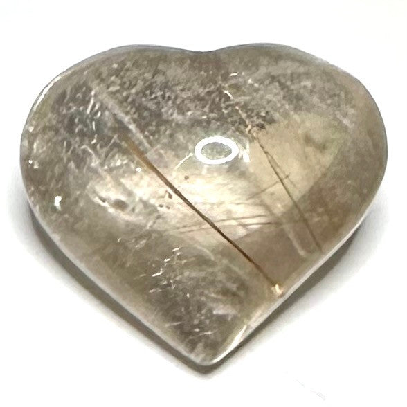 One of a Kind Rutile in Quartz with Rainbow Inclusions Heart Stone-26 x 23mm