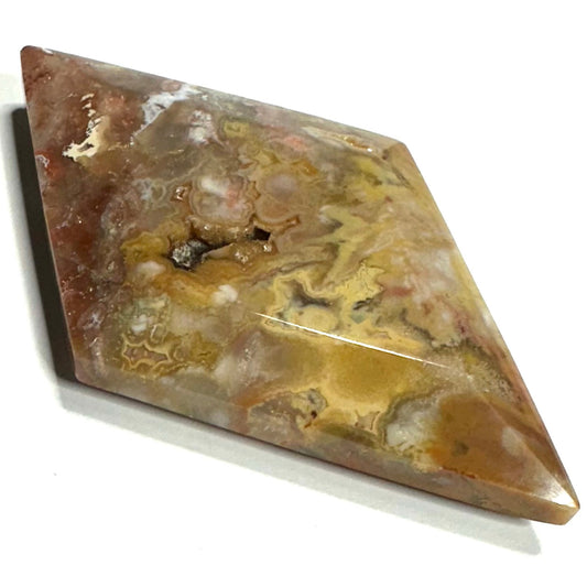 Crazy Lace Druzy Agate Carved Rhombus Stone-4 x 2 1/2"-NC7307