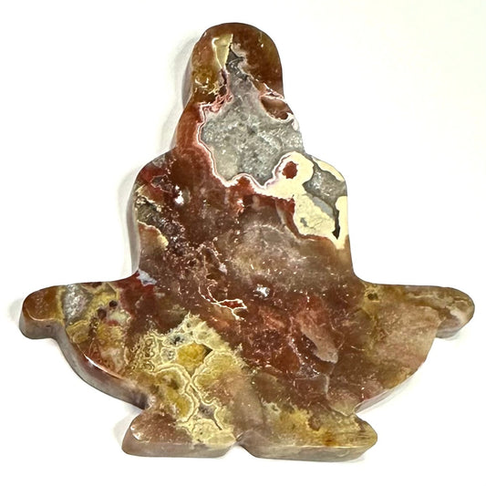Crazy Lace Druzy Agate Carved Yoga Pose-2 3/4 x 2 3/4"-NC7309