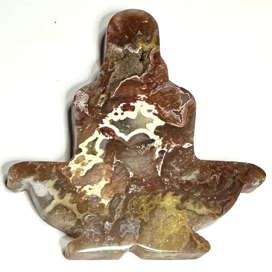 Crazy Lace Druzy Agate Carved Yoga Pose-2 3/4 x 2 3/4"-NC7310