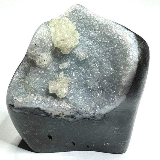 Carved Quartz Crystal Druzy Pocket Geode-2 3/4 x 2 1/2"-NC7318