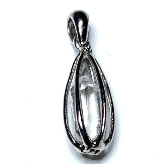 Genuine Herkimer Diamond and Sterling Silver Pendants-AA Grade-20 x 7mm (P3333)