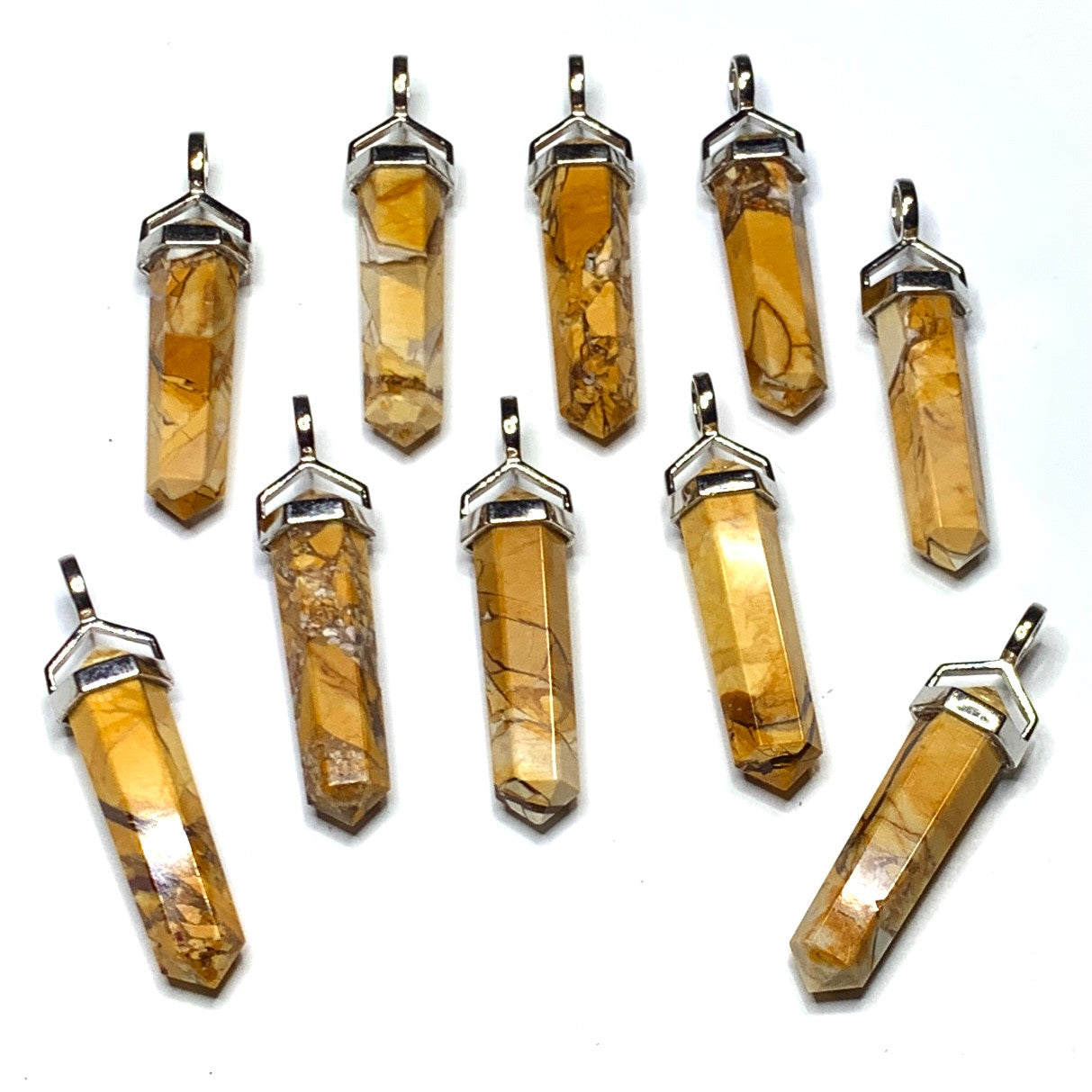 Brecciated Mookaite Double Point and Sterling Silver Pendant-A+ Grade-42 x 8mm (P3335)