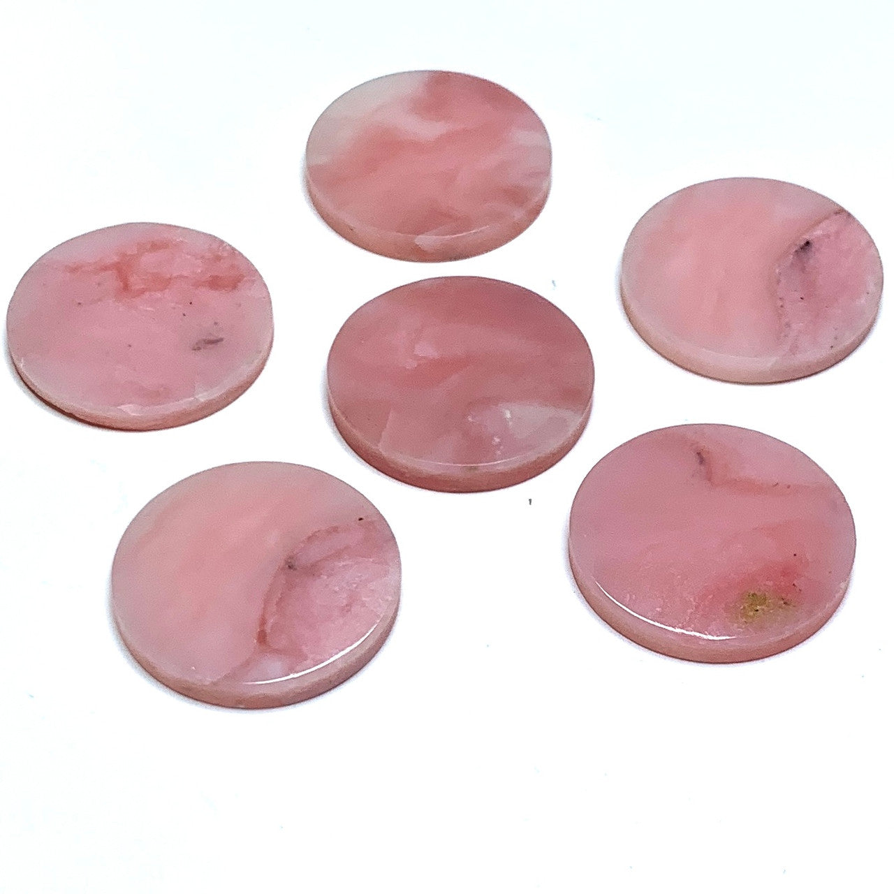 Pink Peruvian Opal Disc Cabochons-A- Grade-18mm