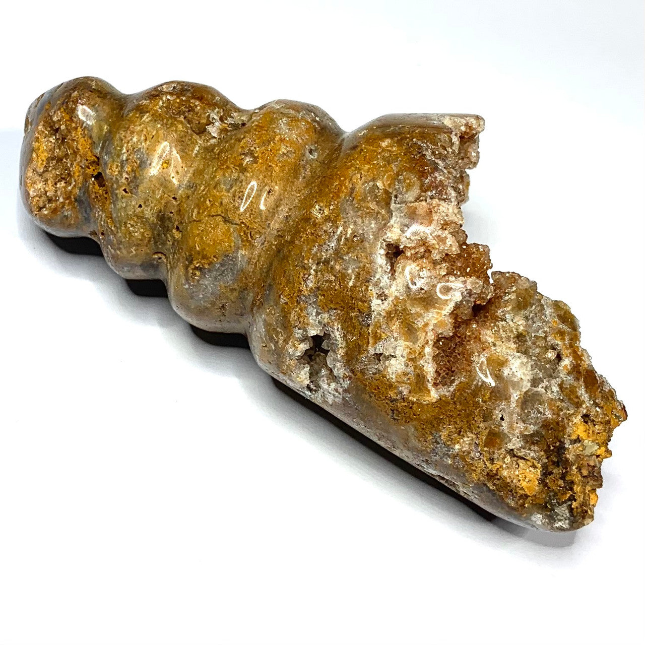 One of a Kind Agate Druzy Carved Conch Shell-3 3/4 x 3 1/2" (NC4609)