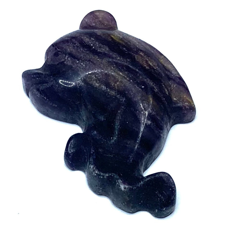 One of a Kind Carved Purple Fluorite Dolphin Cabochon-50 x 38 x 11mm (CAB4619)