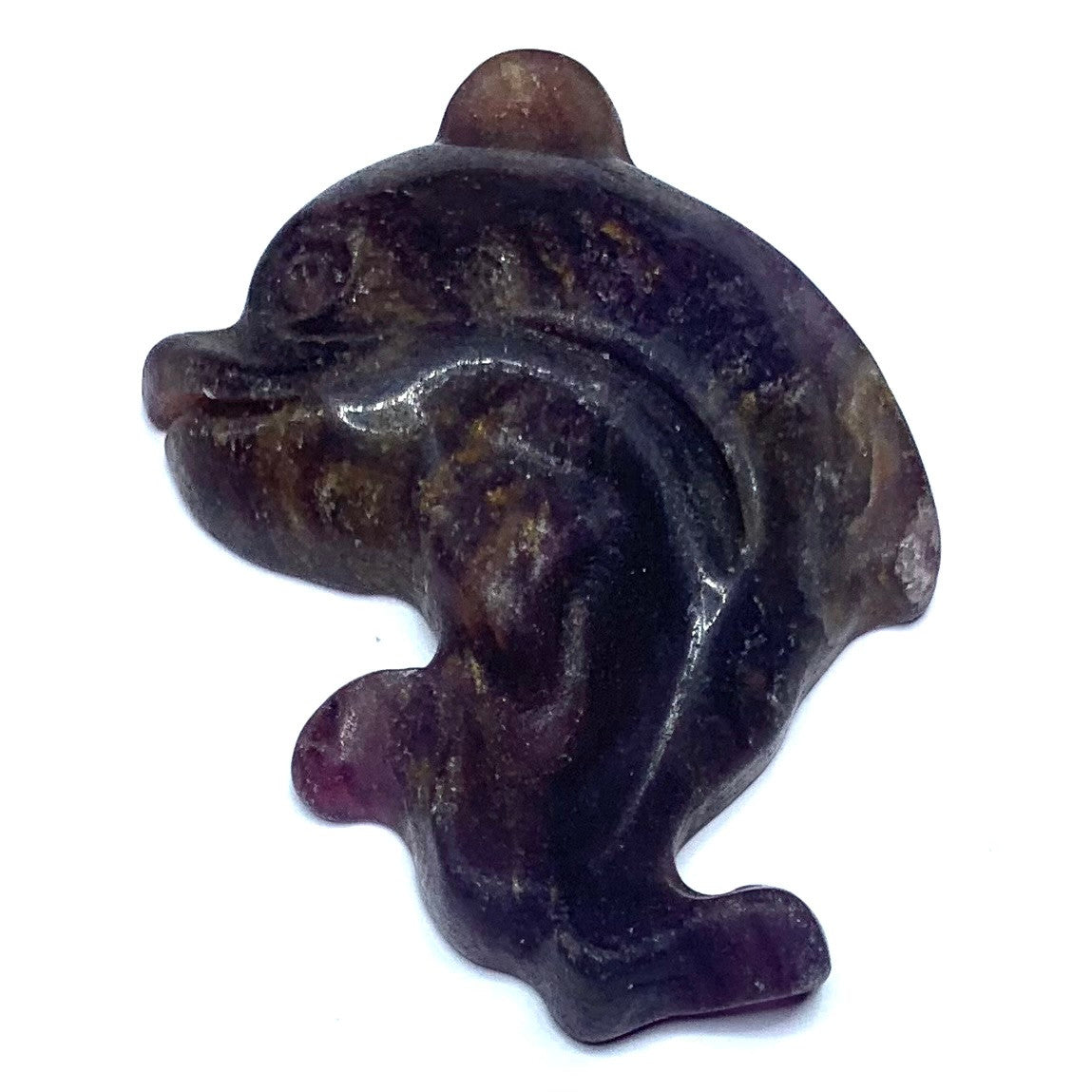 One of a Kind Carved Purple Fluorite Dolphin Cabochon-48 x 38 x 10mm (CAB4620)