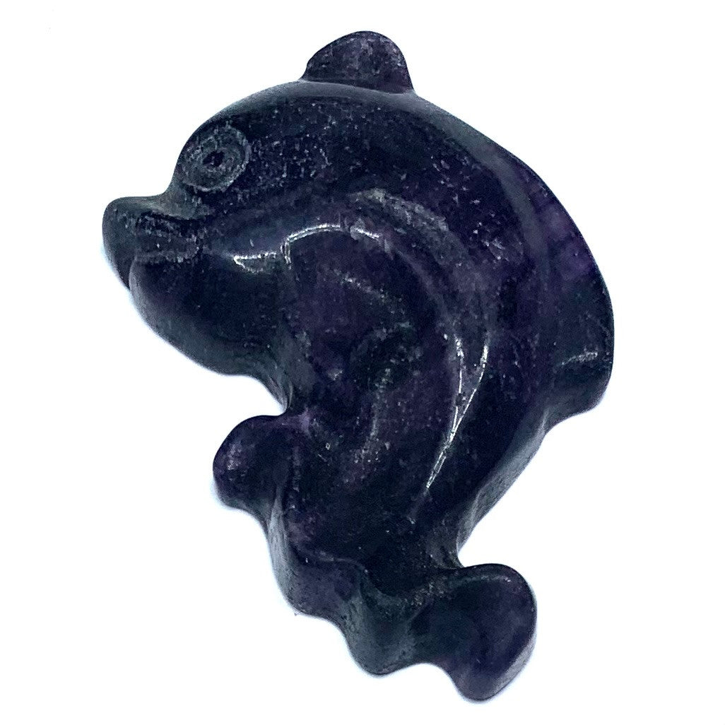 One of a Kind Carved Purple Fluorite Dolphin Cabochon-49 x 37 x 10mm (CAB4621)