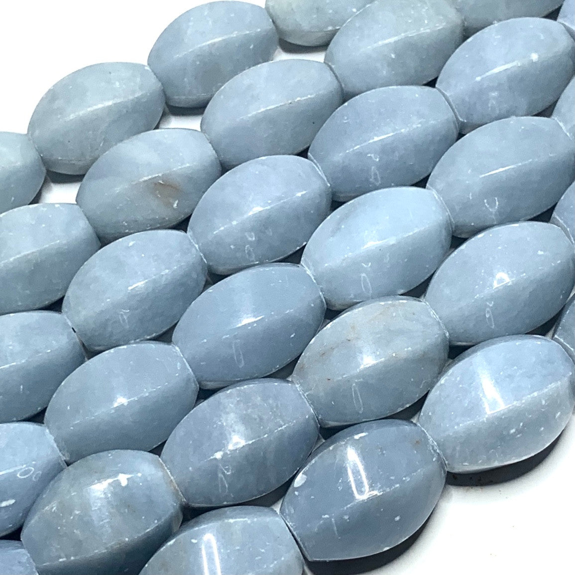 Angelite Twisted Olive Beads-A- Grade-20 x 14mm (SP3353)