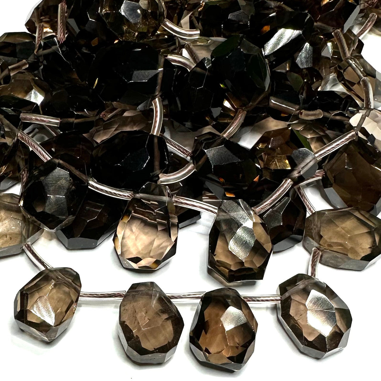 Smokey Quartz Faceted Drop Nugget Beads -18 x 13mm Avg. (SP5114)