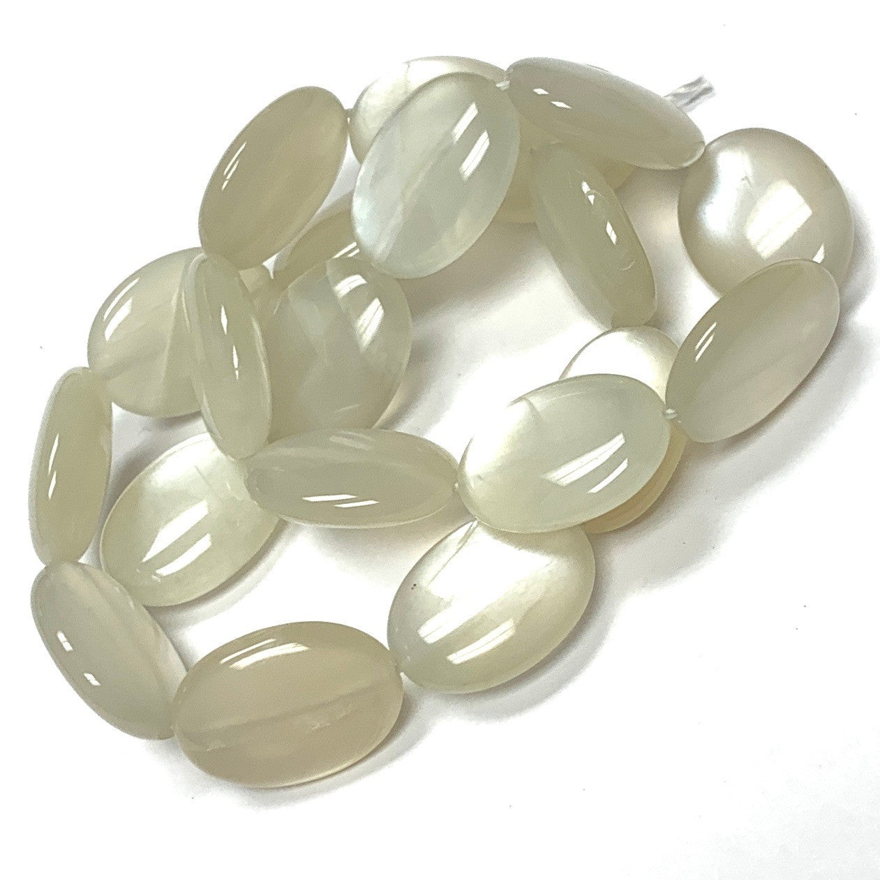 Highly Polished Moonstone Flat Oval Beads-A- Grade
