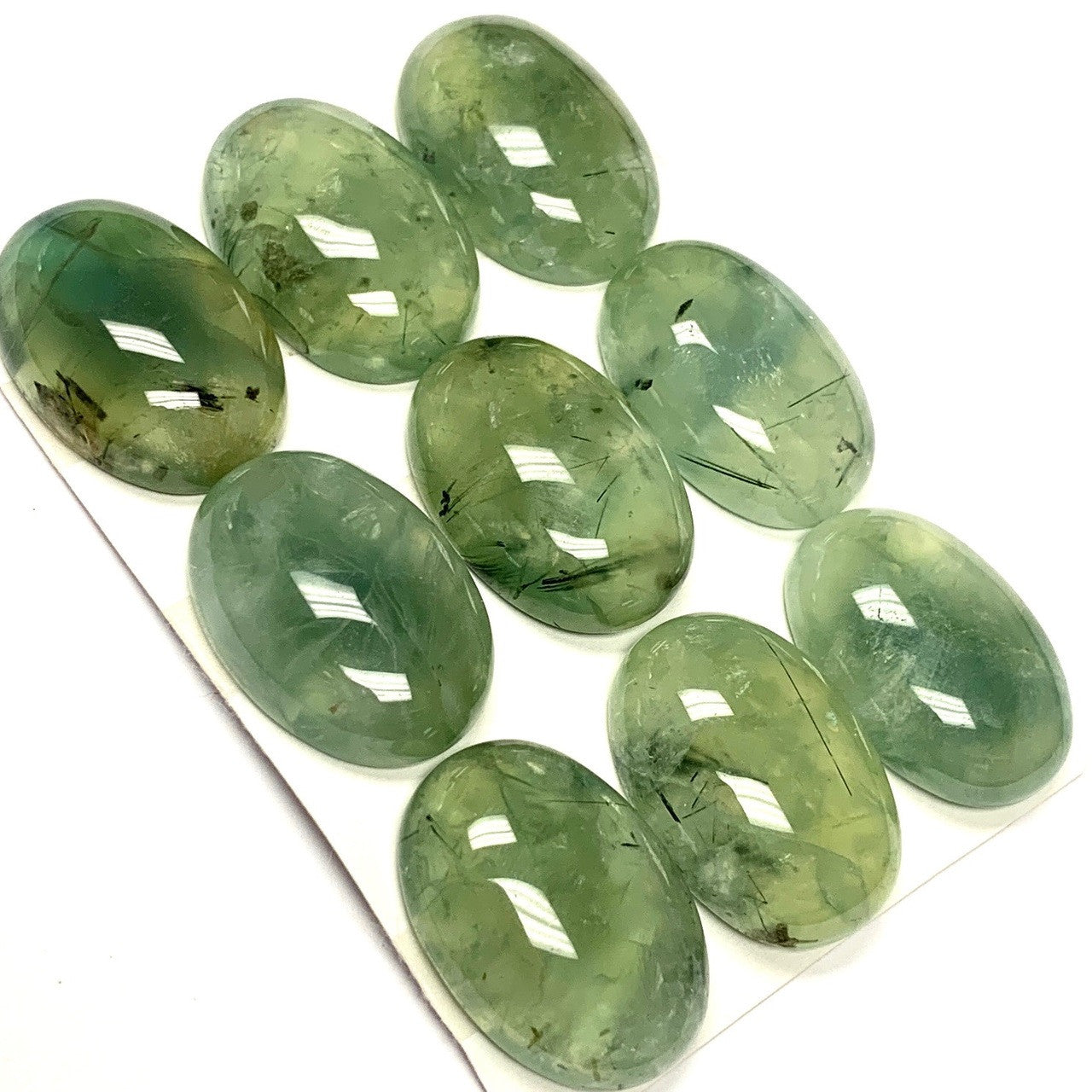 Prehnite Polished Oval Dome Cabochons-AA Grade