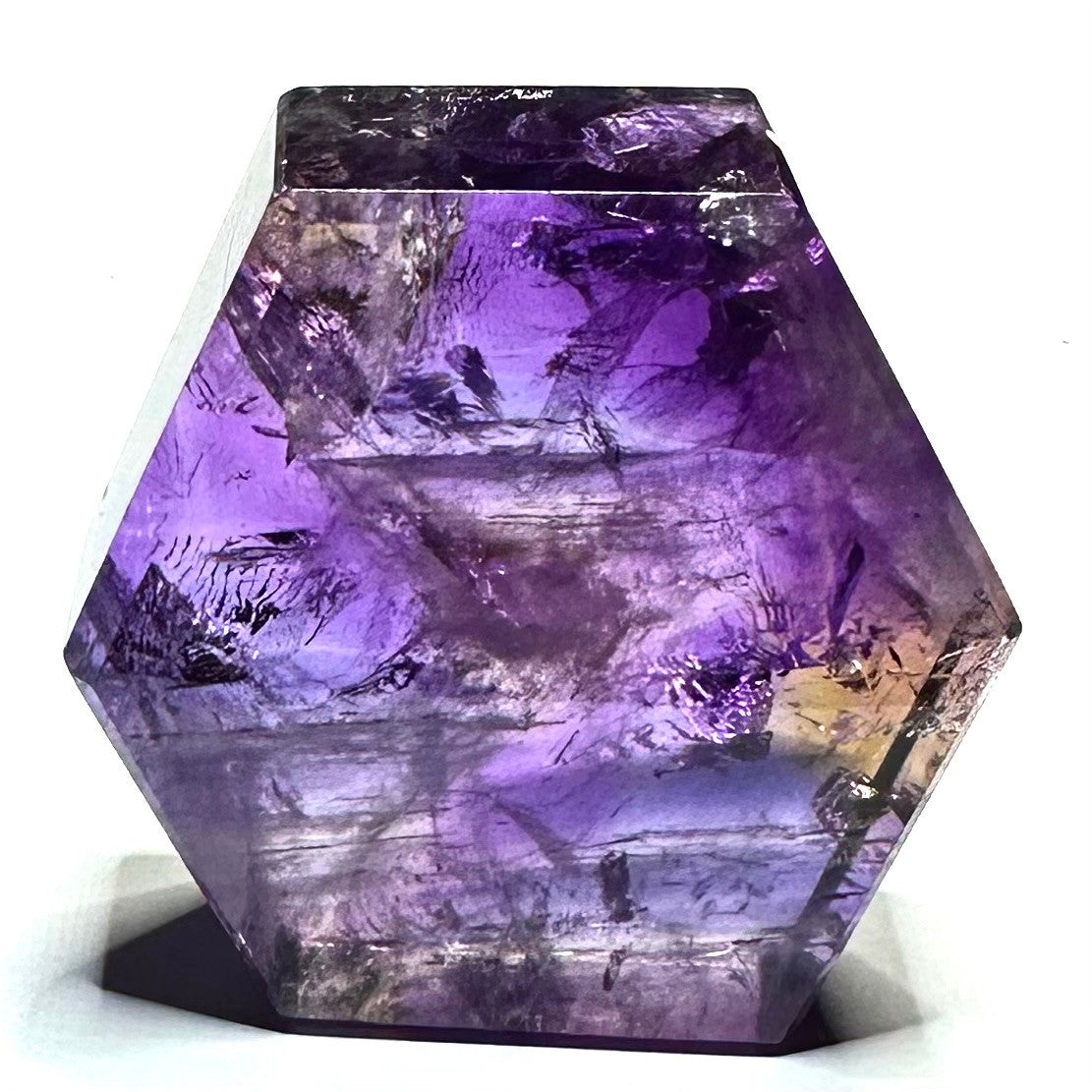 One of a Kind Quality Ametrine with Rainbow Inclusions Freeform Stone-50 x 50 x 19mm (NC6033)