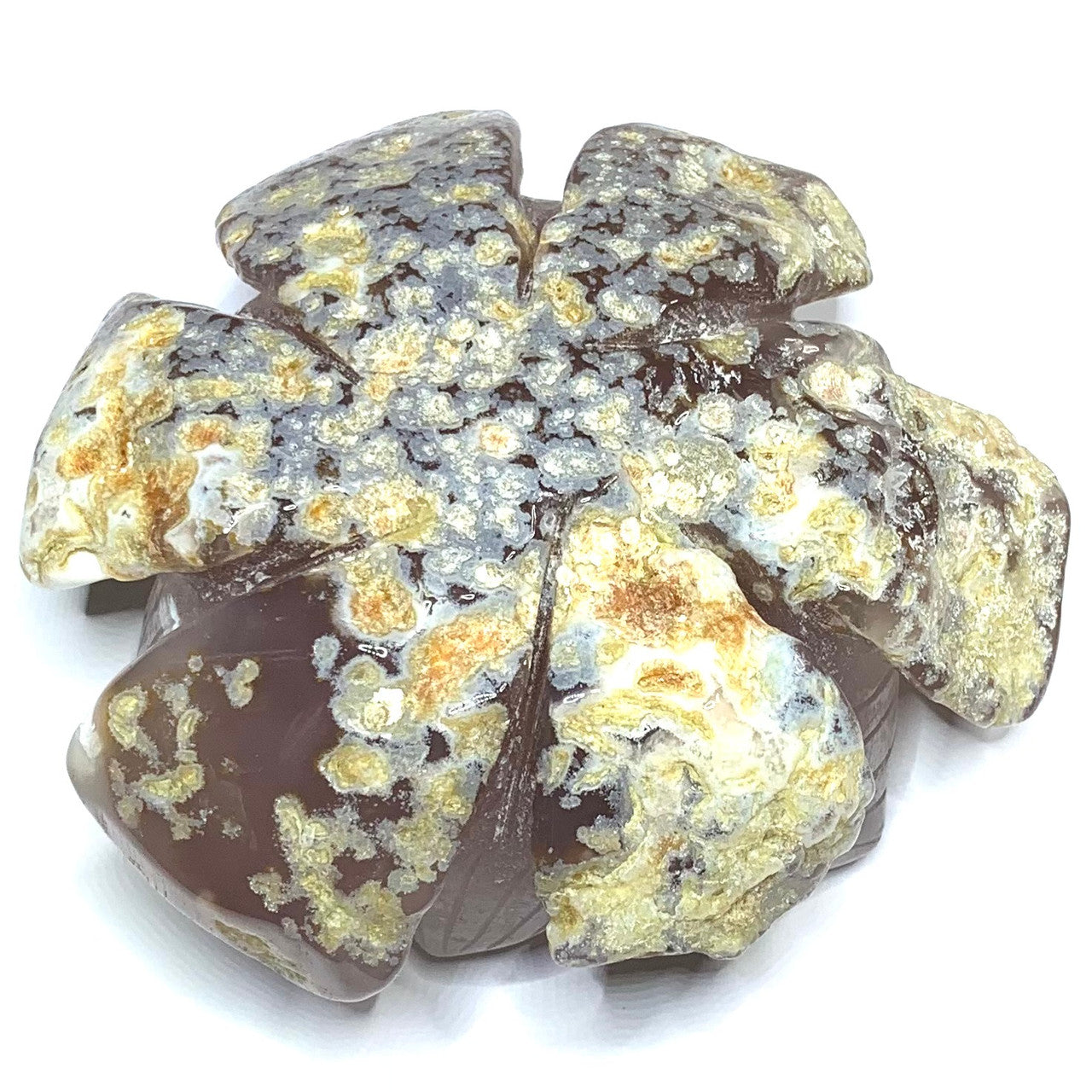 One of a Kind Flower Agate Druzy Lotus Bowl-3 3/4" (NC4654)