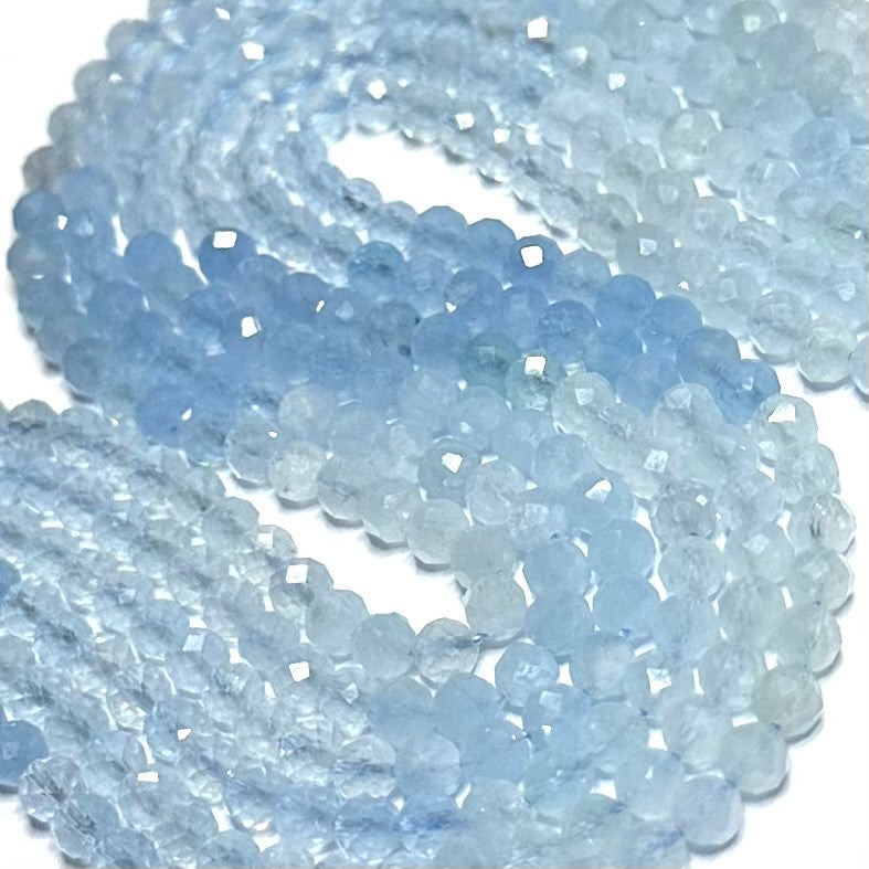 Micro Faceted Diamond Cut Aquamarine Beads-4mm (SP5123)