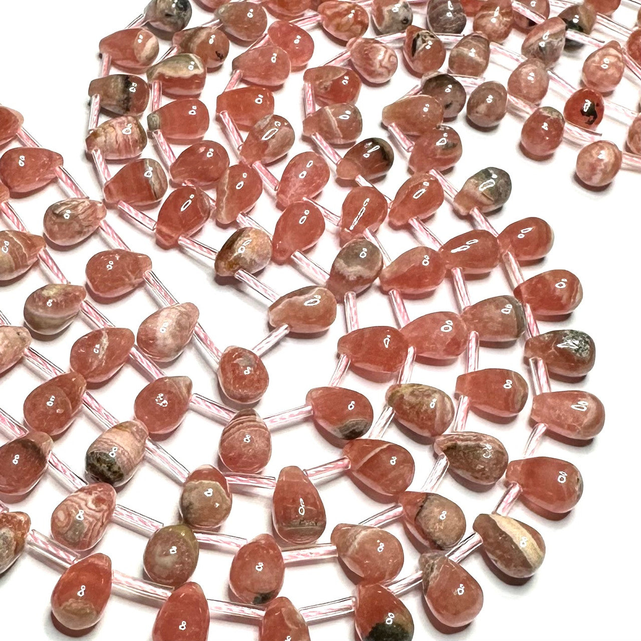 Rhodochrosite Teardrop Dangle Beads-9 x 6mm (SP5138)