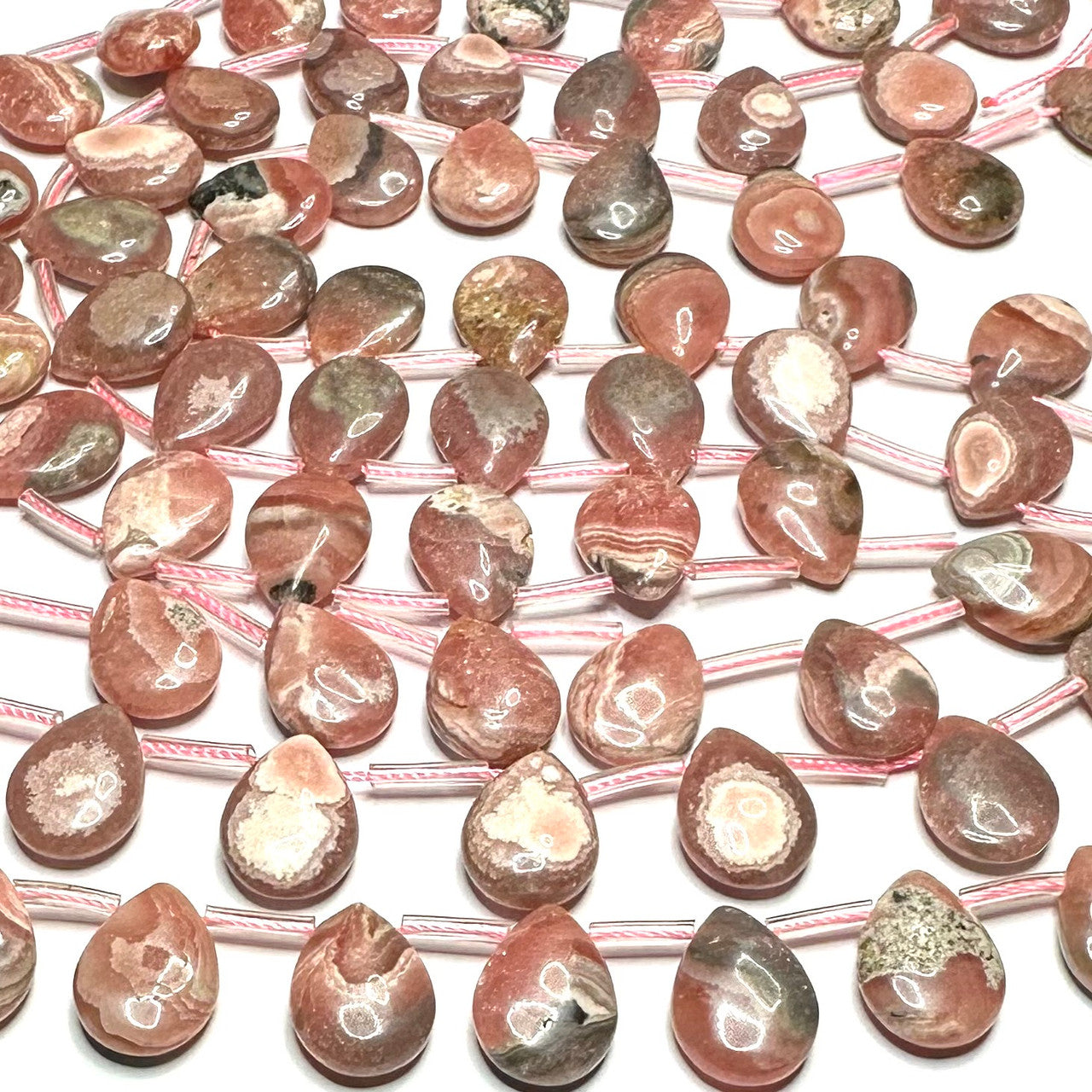 Rhodochrosite Flat Teardrop Dangle Beads-16 x 12mm (SP5139)