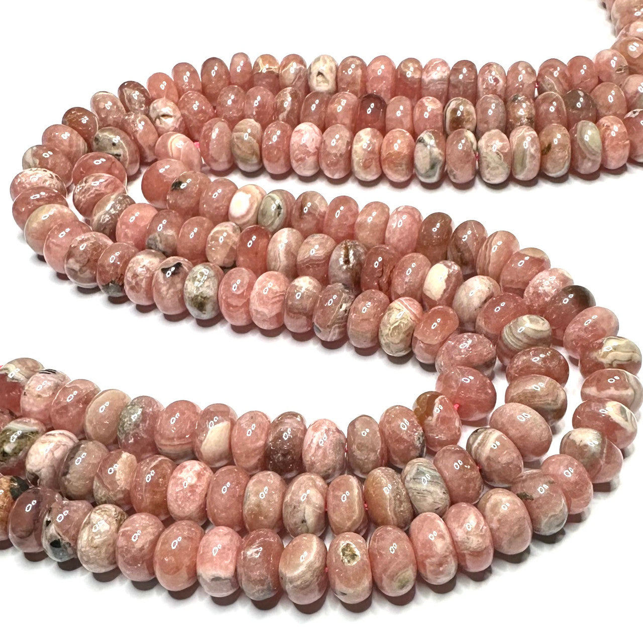 Rhodochrosite Rondel Beads-8 x 4mm (SP5141)