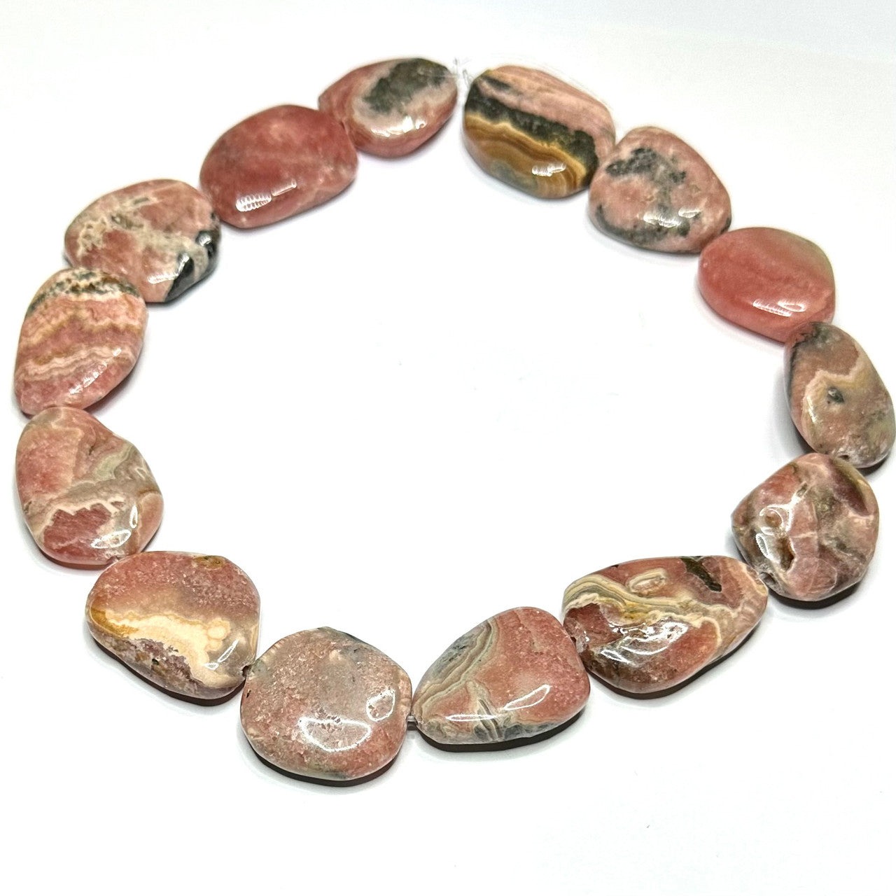 One of a Kind Rhodochrosite Polished Slab Beads-29 -33mm (SP5144)