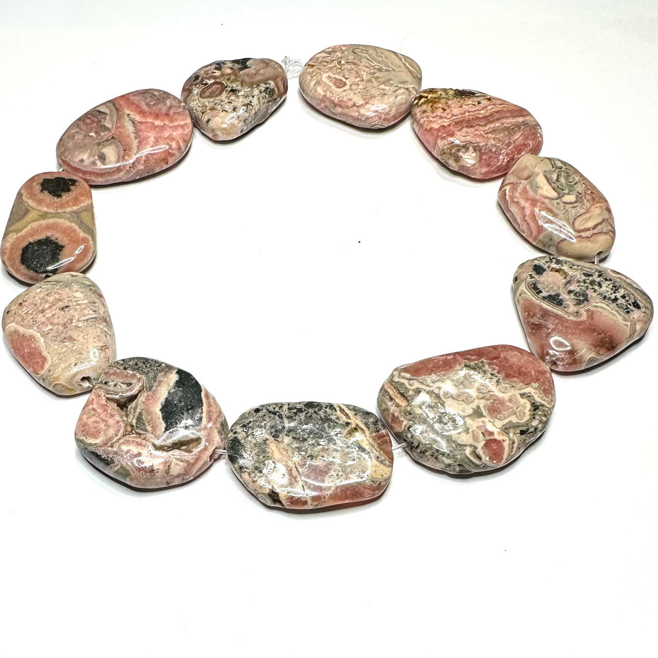 One of a Kind Rhodochrosite Polished Slab Beads-32-41mm (SP5143)