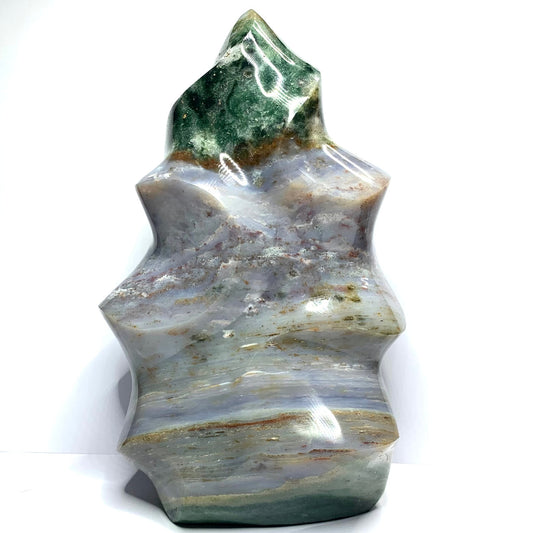 One of a Kind Ocean Jasper Druzy Carved Stone-7 1/2 x 5" (NC4709)