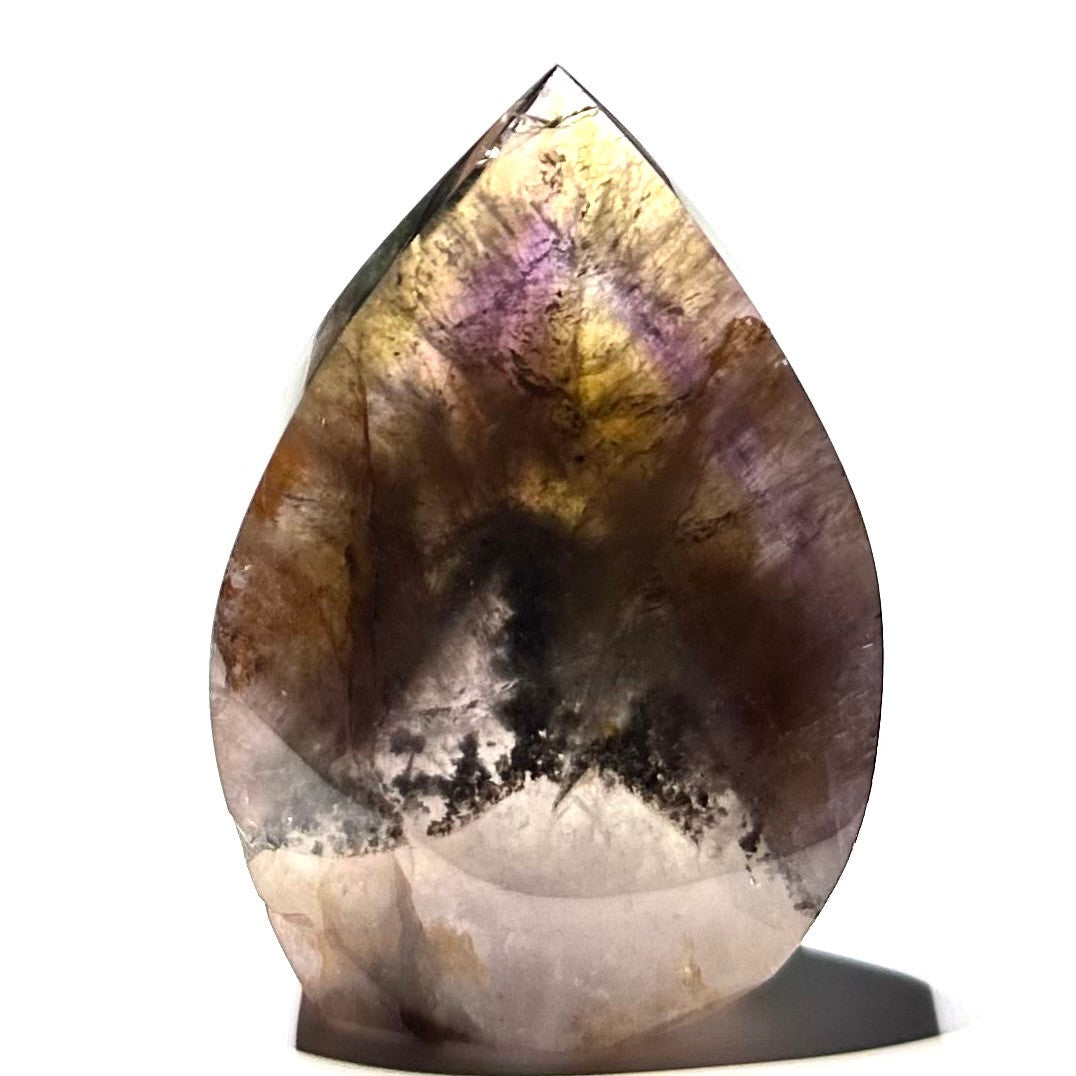 RARE-One of a Kind Ametrine with Hematite and Dendrites Flame Tower-3 x 2 1/4" (NC6066)