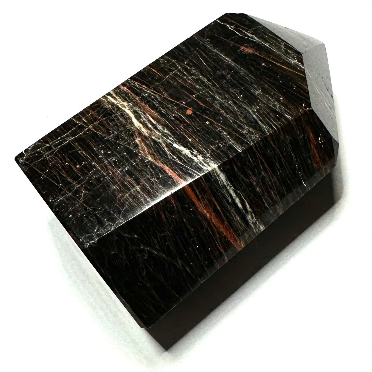 One of a Kind Black Tourmaline with Red Hematoid Stone Tower-3 3/4 x 3" (NC5178)
