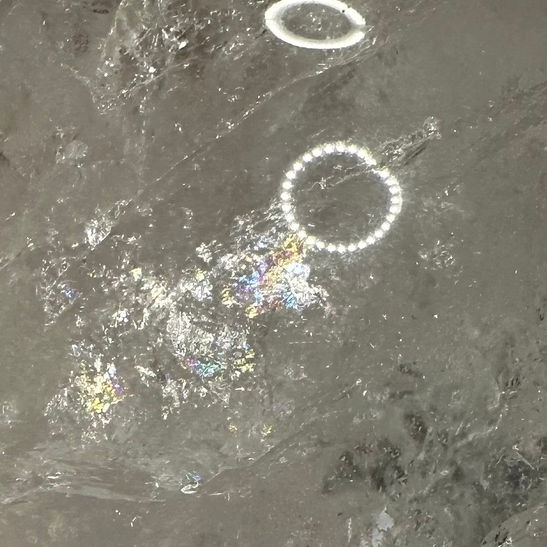 Quartz Crystal with Rainbow Inclusions Stone Sphere-3 1/2"