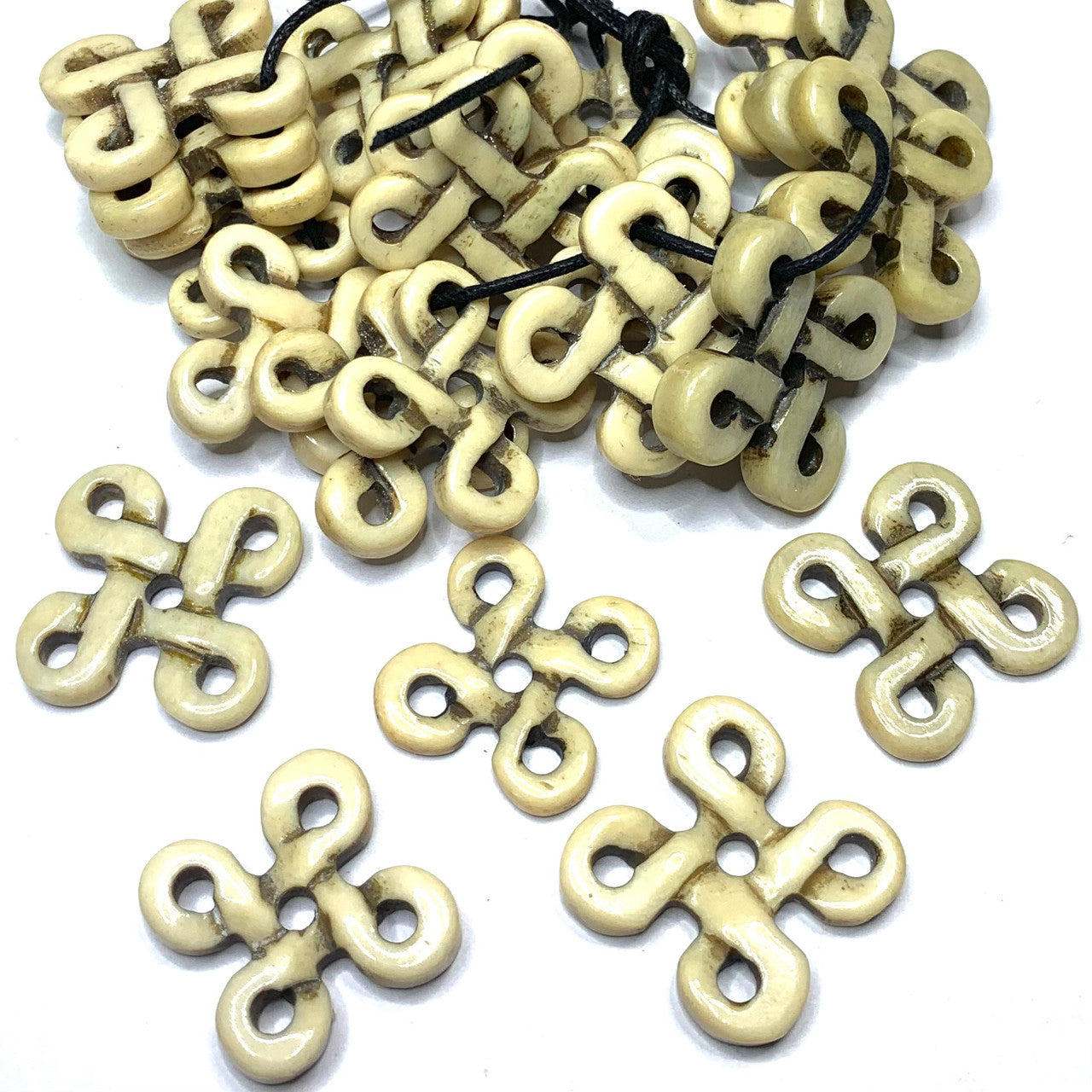 Vintage Hand Carved Bone PendantsConnectors-25mm Avg. (SP4725)