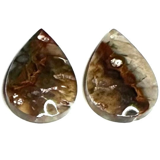 One of a Kind Plume Agate Earring/Pendant Pair-22 x 15mm-SP5205 (SP5205)