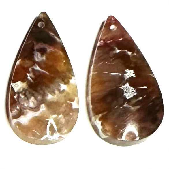 One of a Kind Plume Agate Earring/Pendant Pair-28 x 15mm (SP5206)