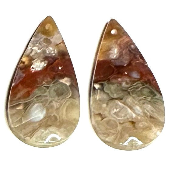 One of a Kind Plume Agate Earring/Pendant Pair-29 x 14mm (SP5208)