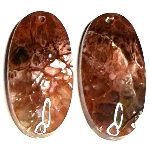 One of a Kind Plume Agate Earring/Pendant Pair-26 x 13mm (SP5210)