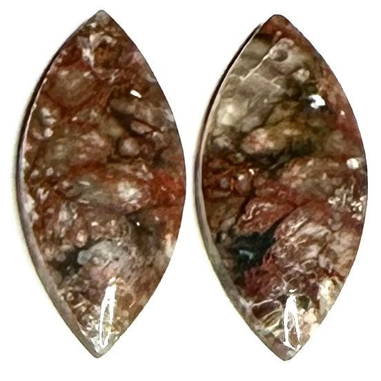 One of a Kind Plume Agate Earring/Pendant Pair-30 x 14mm-SP5221