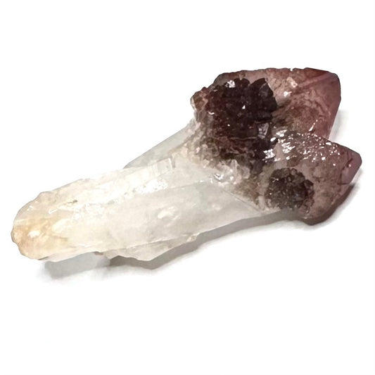 Red Hematite with Lithium Quartz Crystal Double Scepter Cluster-2 x 1"-NC7426