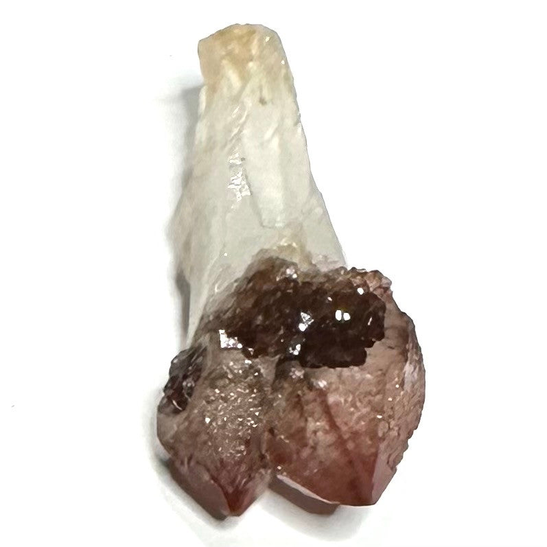 Red Hematite with Lithium Quartz Crystal Double Scepter Cluster-2 x 1"-NC7426