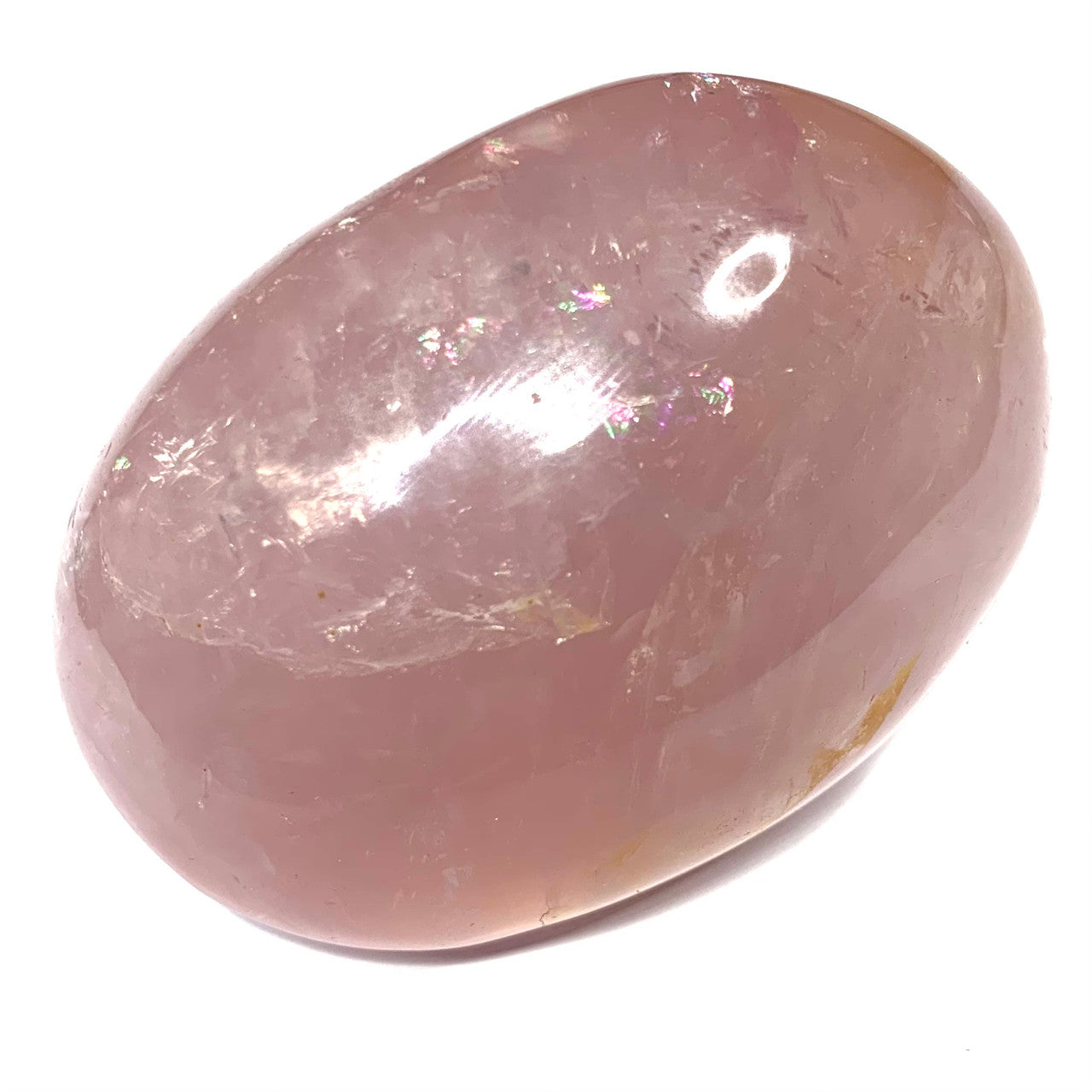 One of a Kind Rose Quartz with Rainbow Palm Stone-2 1/2 x 1 3/4" (NC4766)