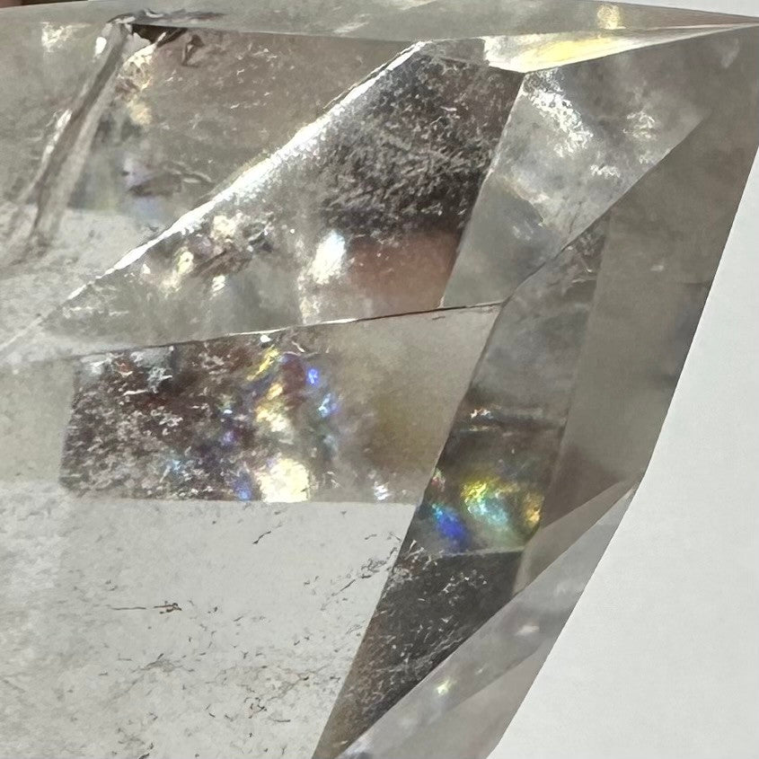 One of a Kind Crystal Quartz with Rainbow Inclusions Point-1 3/4 x 1 1/4"