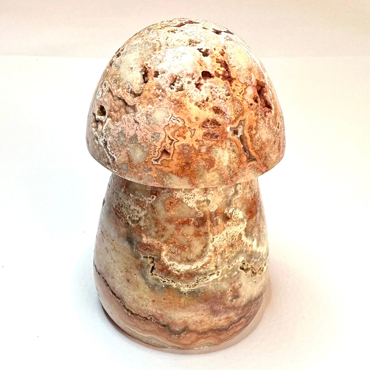 One of a Kind Crazy Lace Agate Druzy Mushroom Stone-2 3/4 x 1 3/4"