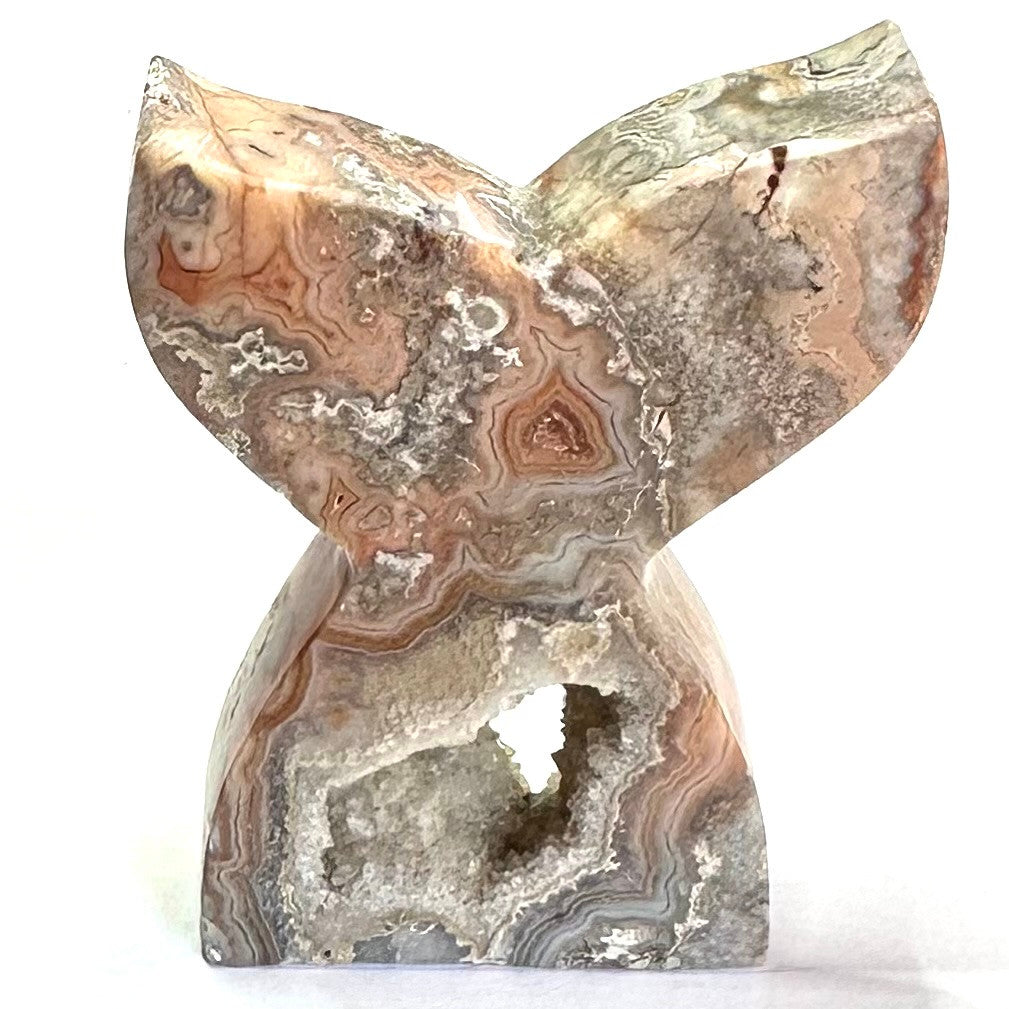 One of a Kind Crazy Lace Agate Druzy Stone Mermaid Tail-2 1/4 x 1 3/4"-NC5233 (NC5233)