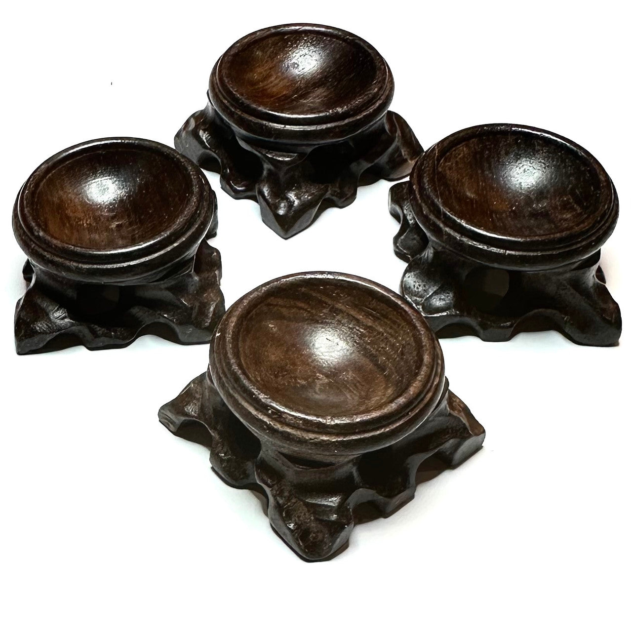 Hand Carved Wooden Sphere Stands-1 3/4 x 1"