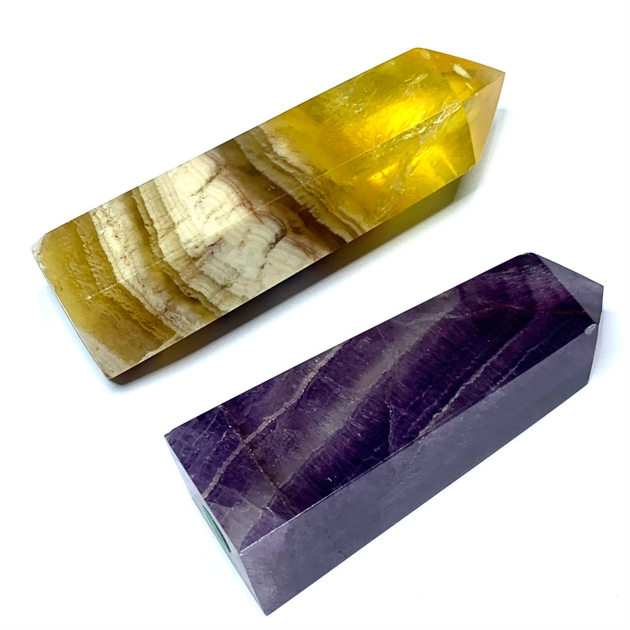 One of a Kind Fluorite Stone Tower Set-2 3/4" & 2 1/4" (NC4786)