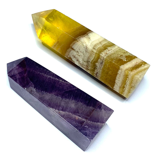 One of a Kind Fluorite Stone Tower Set-2 3/4" & 2 1/4" (NC4786)
