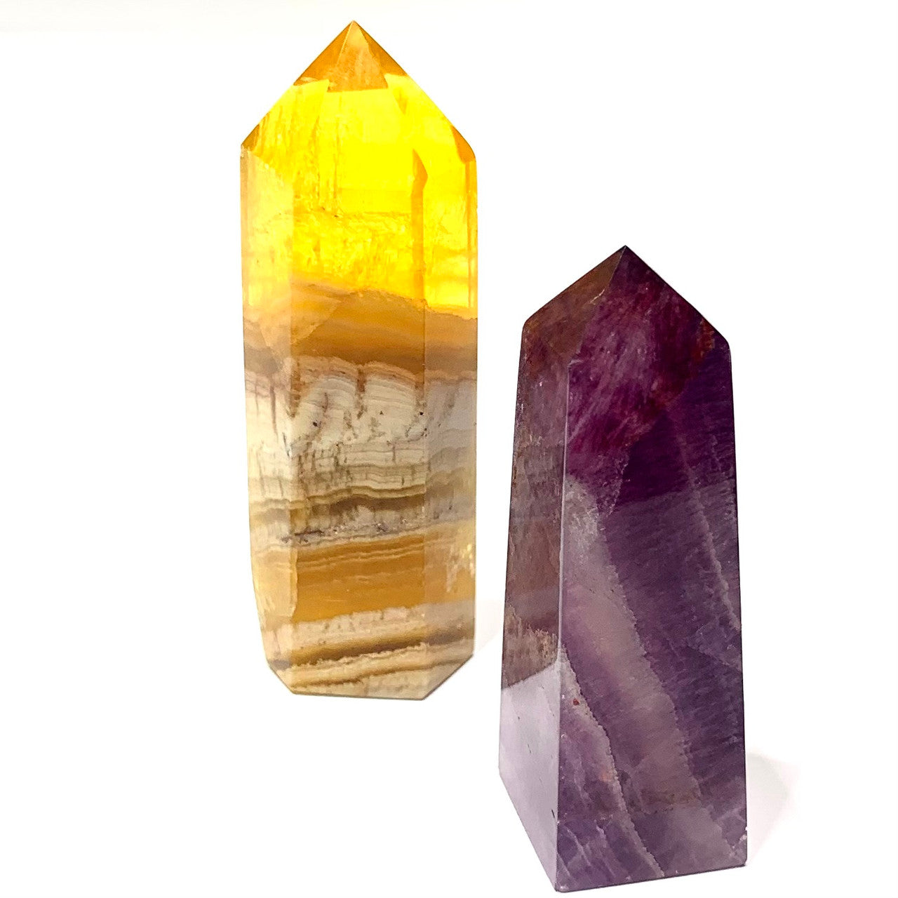 One of a Kind Fluorite Stone Tower Set-2 3/4" & 2 1/4" (NC4786)