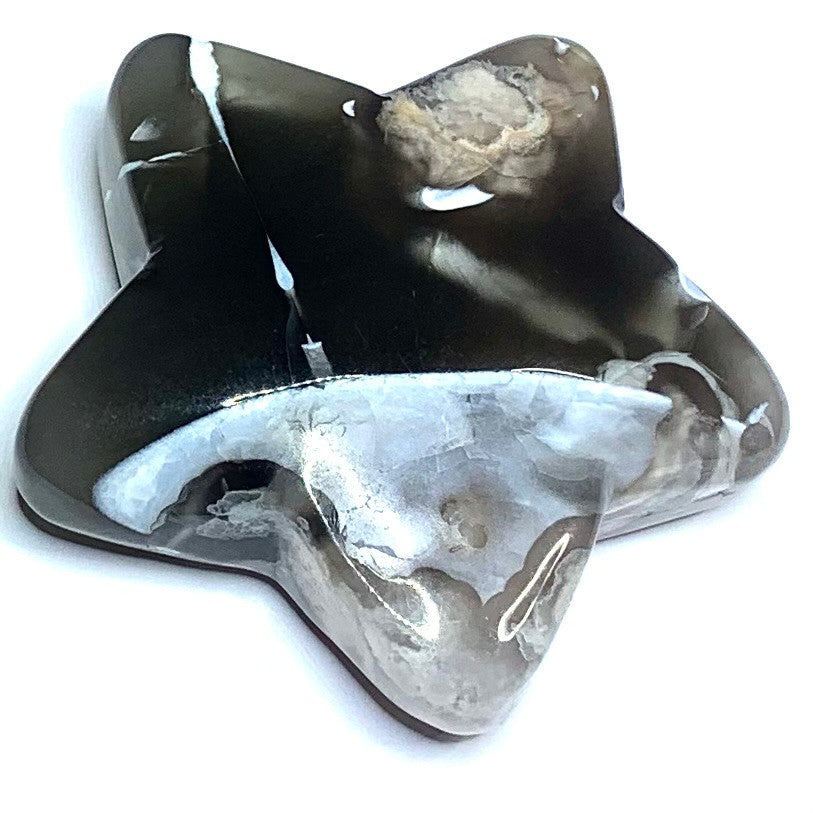 One of a Kind Carved Flower Agate Star Palm Stone-2 x 2 1/4" (NC4805)