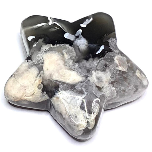 One of a Kind Carved Flower Agate Star Palm Stone-2 x 2 1/4" (NC4805)