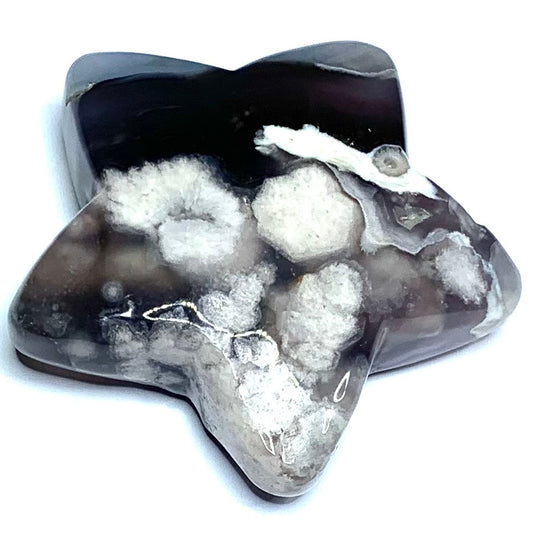 One of a Kind Carved Flower Agate Star Palm Stone-2 x 2 1/4"-NC4806 (NC4806)