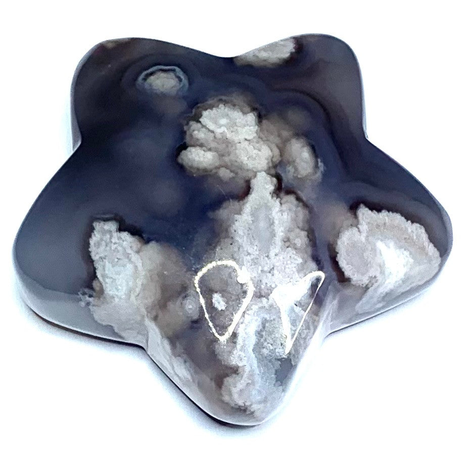 One of a Kind Carved Flower Agate Star Palm Stone-2 1/4 x 2 1/4" (NC4807)