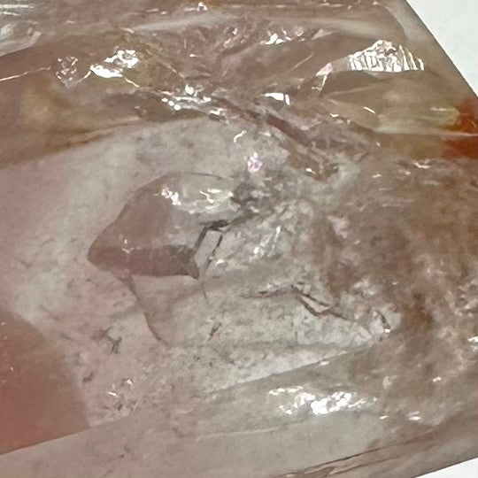 One of a Kind Pink Lithium Quartz with Rainbow Inclusions Double Terminated Stone Tower-1 3/4 x 3/4"