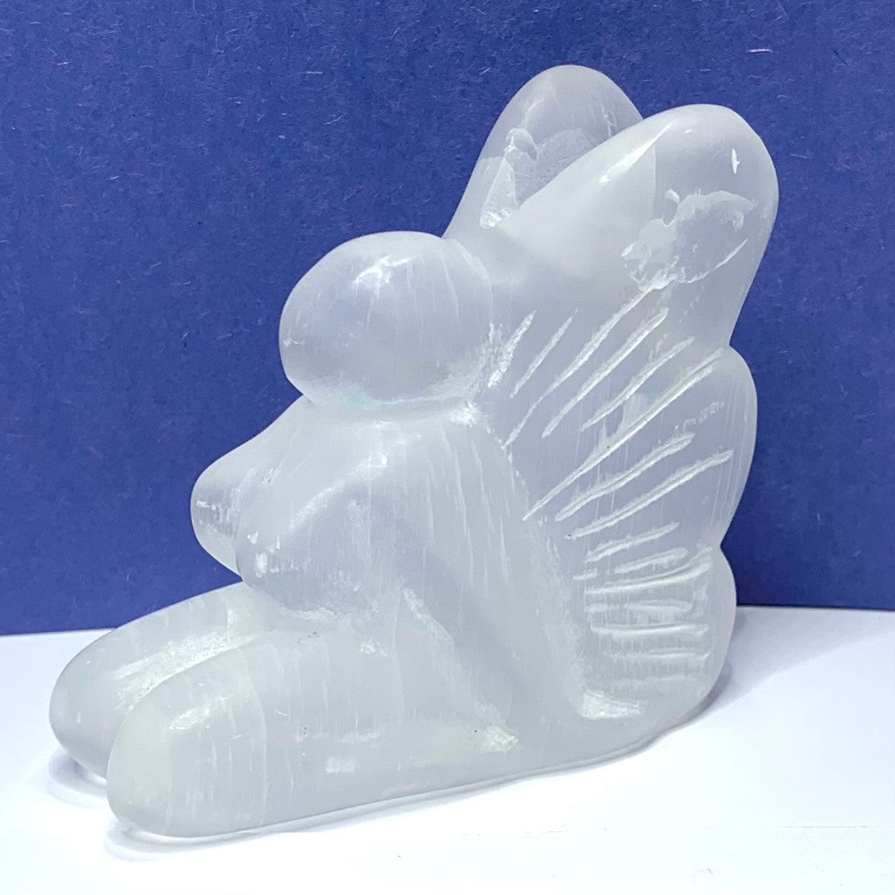 One of a Kind Selenite Satin Spar Carved Fairy Stone-3 x 2 1/2" (NC4832)